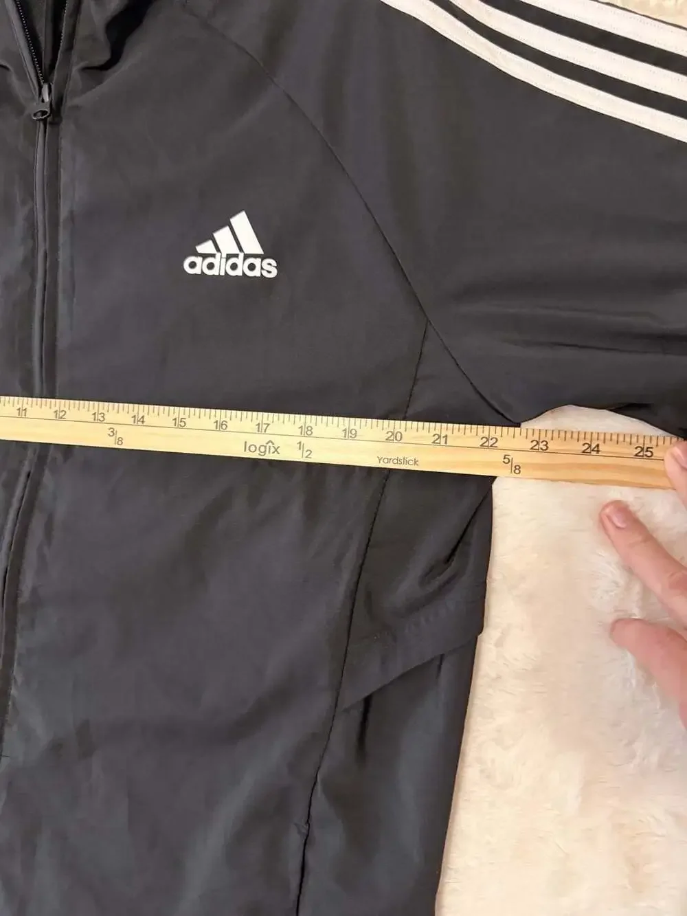 Adidas Hooded Windbreaker Size L Black White 3-Stripes Jacket DT4643